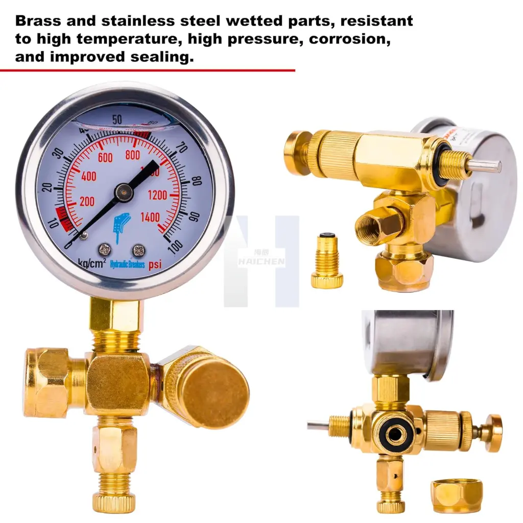 комплект для заправки азотом гидромолота, манометр, шланг, переходник