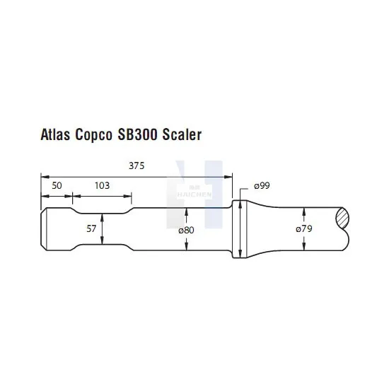 Cincel escariador hidráulico Atlas Copco SB300 (Longitud Personalizada, 40Cr)